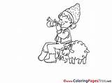 Coloring Pages Sheep Shepherdess Sheet Title sketch template