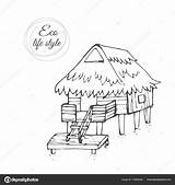 Hut Drawing House Staircase Roof Nipa Plans Getdrawings Spiral Plan Sketch Web Site Water Thatched sketch template