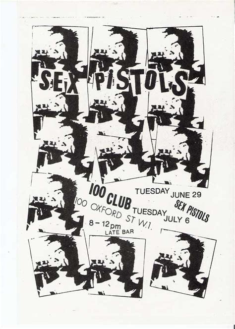 Sex Pistols 1976 Concert Flyer From 100 Club