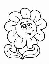 Coloring Flower Smiling Spring sketch template