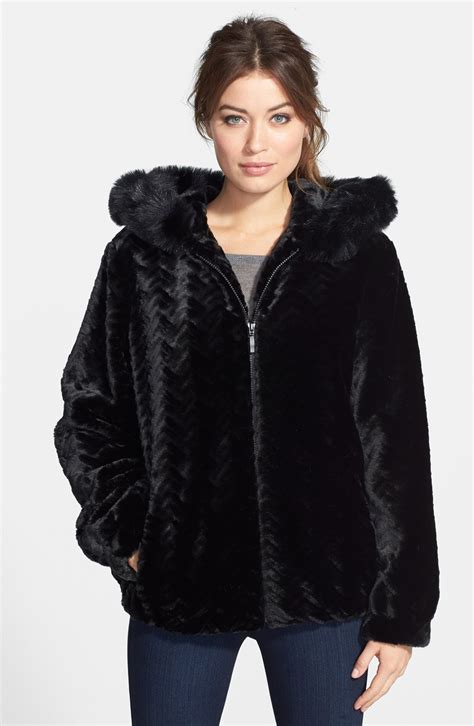 gallery hooded blouson faux fur jacket regular petite   nordstrom