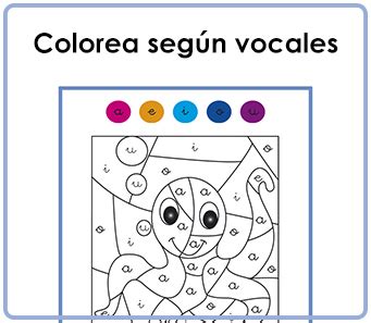 dibujos  colorear segun vocales la libreta piruleta