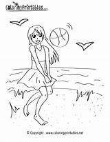 Coloring Pages Girl Beach Summer Playing Printable Seasonal Sports Volleyball Woman Colors Kids Go Back Printables sketch template