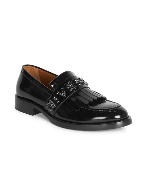 givenchy cruz embellished leather penny loafers in black 1 195 00