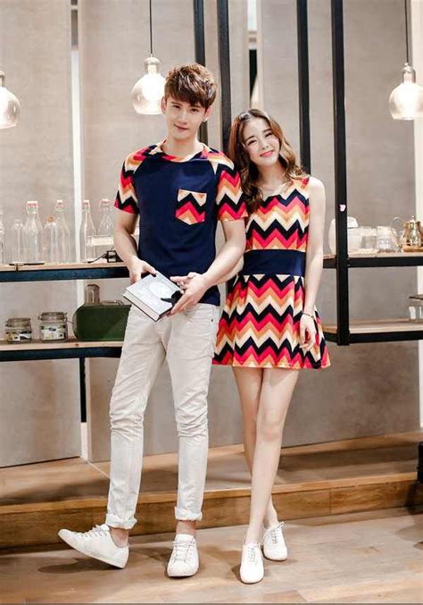 Cute Korean Couple Clothing Red And Dark Blue Yellow