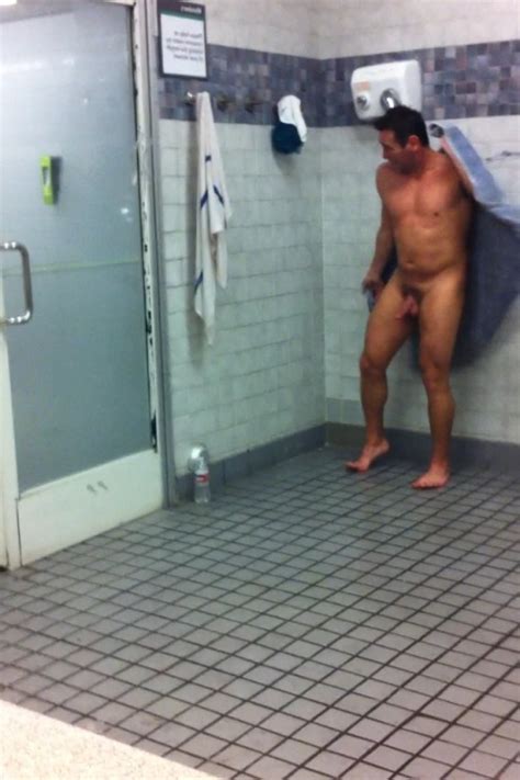 muscle mature hunk drying off after gym shower my own private locker room