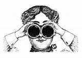 Binoculars Lady Looking Through Coloring Clip Clipart Vector Drawing Woman Using Victorian Public Domain Cliparts Publicdomains Drawings Hands Retro Transparent sketch template