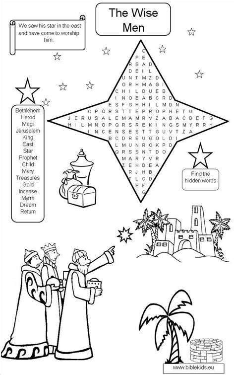 wise men word seach coloring pages