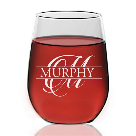 personalized monogram stemless wine glass engraved wine etsy