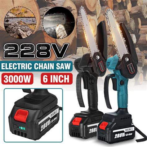 3000w 288v 6 Inch Mini Electric Chain Saw With 2pcs Battery Indicator