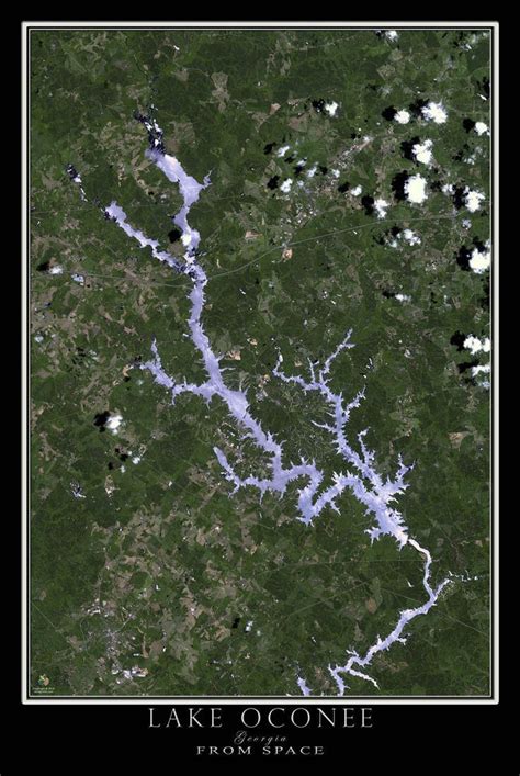lake oconee georgia satellite poster map  images lake