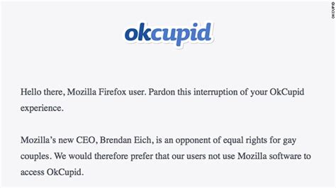 okcupid protests firefox over ceo s anti same sex marriage donation cnn