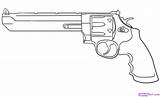 Draw Drawing Gun Revolver Drawings Pistol Cartoon Weapon Magnum Colt Guns Step Cool Tattoo Coloring Sketches Pages Weapons Line Handgun sketch template