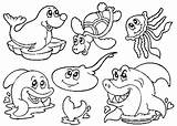 Coloring Pages Sea Animals Animal Creatures Kids Realistic Sheet Ocean Drawing Print Animales Popular Para Line sketch template