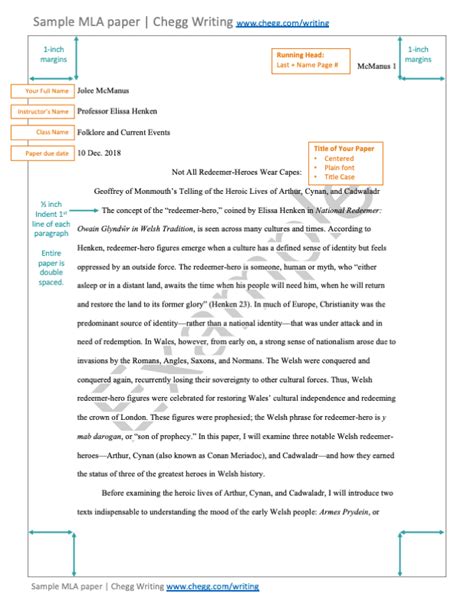 mla sample paper  formatting tips chegg writing