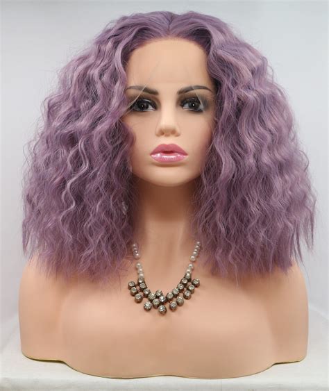 light purple lace front curly shoulder length lace wigs super  studio