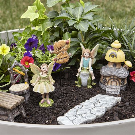 fairy garden set of 6 miniature fairies w house kit mini outdoor