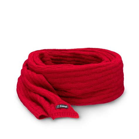 czerwony zimowy szalik damski pamamipl