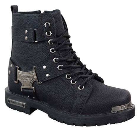 mens black rugged pu leather boots buy  happy gentleman
