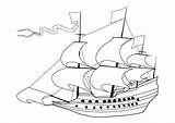 Coloring Sailing 17th Ship Century sketch template