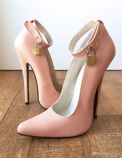 sexy bdsm women pumps high heels 18cm ankle straps lock