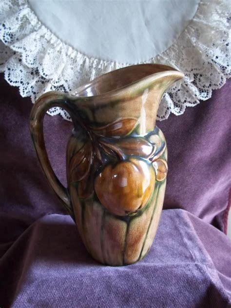 vintage holland mold pottery pitcher  etsy