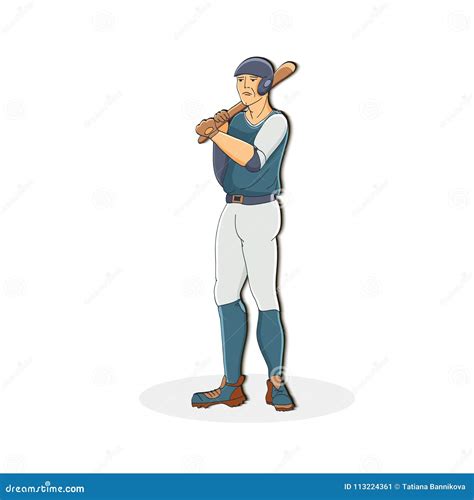 vector hand drawn illustration   baseball player hitting  stock