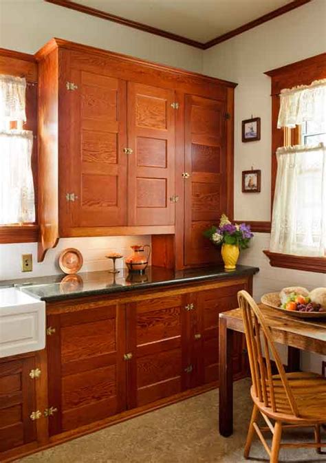 restored cabinets   renovated craftsman kitchen  house