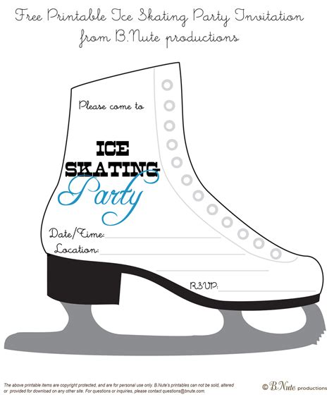 bnute productions  printable ice skating party invitation