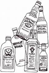 Drawing Bottles Bottle Alcohol Liquor Drawings Vodka Tumblr Line Easy Sketch Pages Glass Color Coloring Illustration Dessin Para Beer Cola sketch template