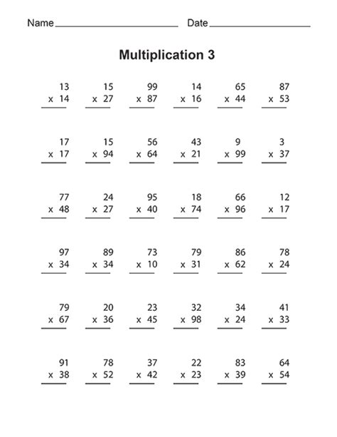 grade multiplication worksheets  coloring pages  kids  digit multiplication