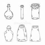 Potion Flaschen Illustrazione Scarabocchi Bottiglie Progettazione Vetro Leere Kritzeleien Umriss sketch template