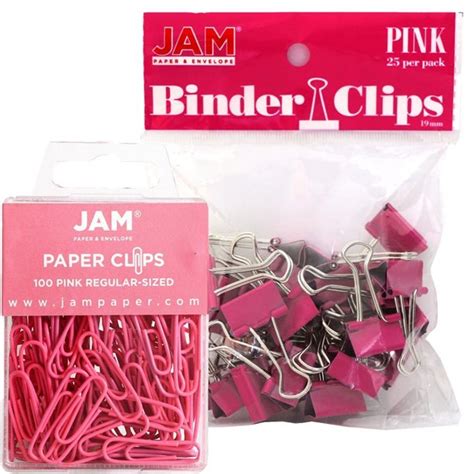 Jam Office Desk Supplies Pink 2 Pack 1 Paper Clips And 1