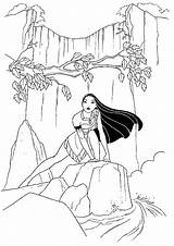 Pocahontas Coloring Pages Waterfall Kids Fun sketch template