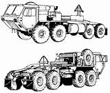 Truck Crane Semi Military Drawing M983 M977 Hemtt Tactical Heavy Oshkosh Mobility Trucks Big Sketch Outline Coloring Expanded Pages Trailer sketch template