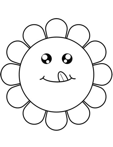 cartoon flower face coloring page  printable coloring pages