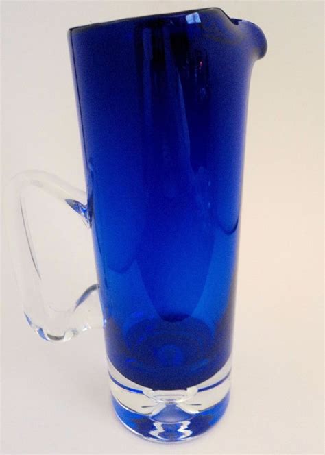 Block Stockholm Cobalt Blue Martini Pitcher Glass 10 3 4