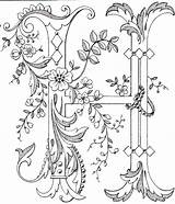 Alphabet Monogram Letters Embroidery Letter Lettering Pages Patterns Printable Coloring Fancy Vintage Letras Illuminated Designs Pattern Color Adults Hand Adult sketch template