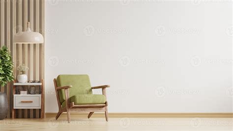 living room   green armchair  empty white color wall background  stock photo