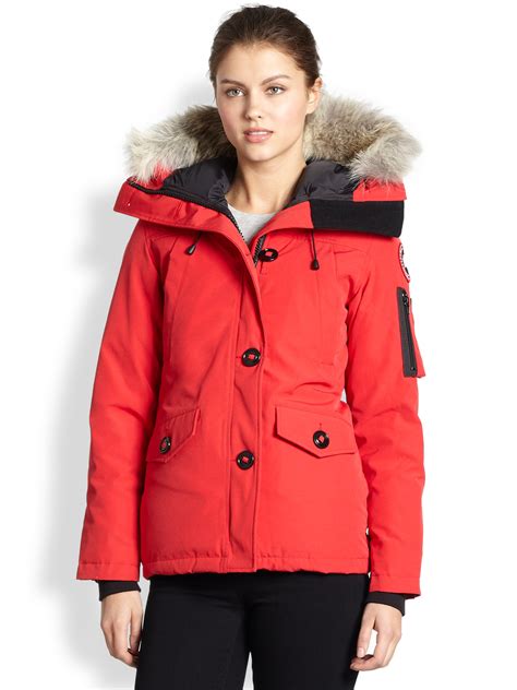 Lyst Canada Goose Fur Trimmed Montebello Parka In Red