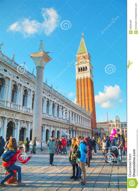 San Marco Square With Tourists In Venice Editorial Stock