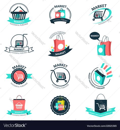 shopping  market logos royalty  vector image