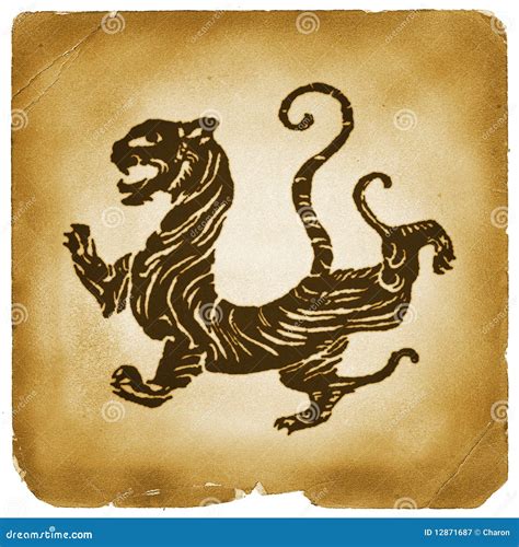 ancient chinese tiger graphical symbol royalty  stock photography