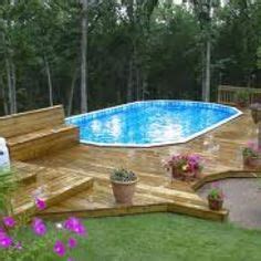 semi inground pool landscaping ideas swimming pool decks