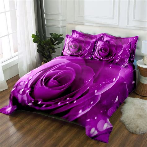 buy purple rose  bedding sets twin king size queen