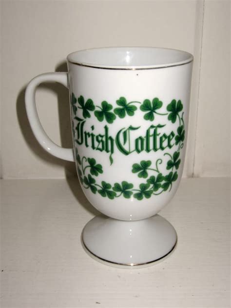 Vintage Irish Coffee Pedestal Mug With Gold Trim Japan