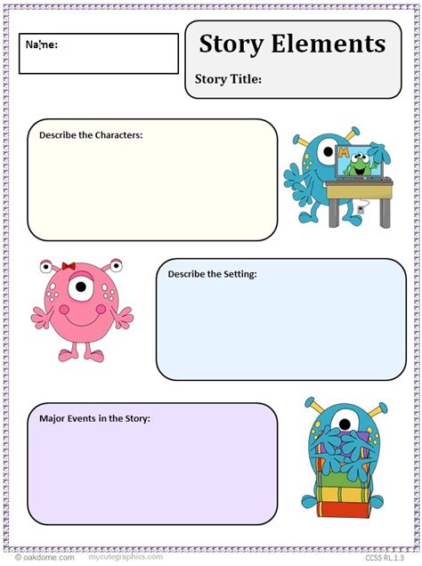 ms word common core graphic organizer story elements   computer lab