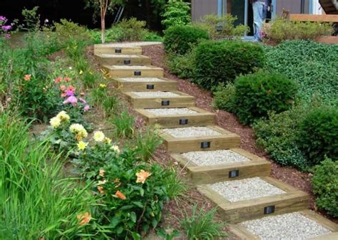 landscaping  railroad ties garden stairs landscape