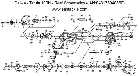 eastackle daiwa tatula  bait casting reel schematics  parts