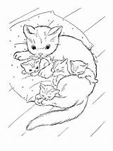 Chaton Chatons Mewarnai Kucing Ses Gratuit Maman Mignon Coloriages Colorier Chatte 1805 Tresor Momes Dedans Chats Greatestcoloringbook Soigne Albumdecoloriages sketch template